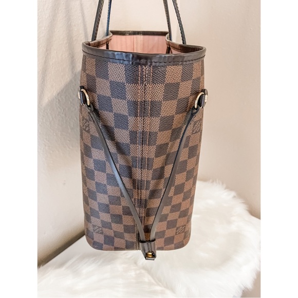 AUTHENTIC Louis Vuitton Damier Ebene Neverfull MM Rose Ballerine - Picture 3 of 11